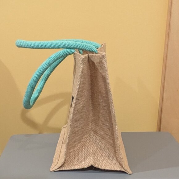 Fortnum & Mason Burlap Tote Bag w/Blue Handles - Like New - Picture 4 of 4